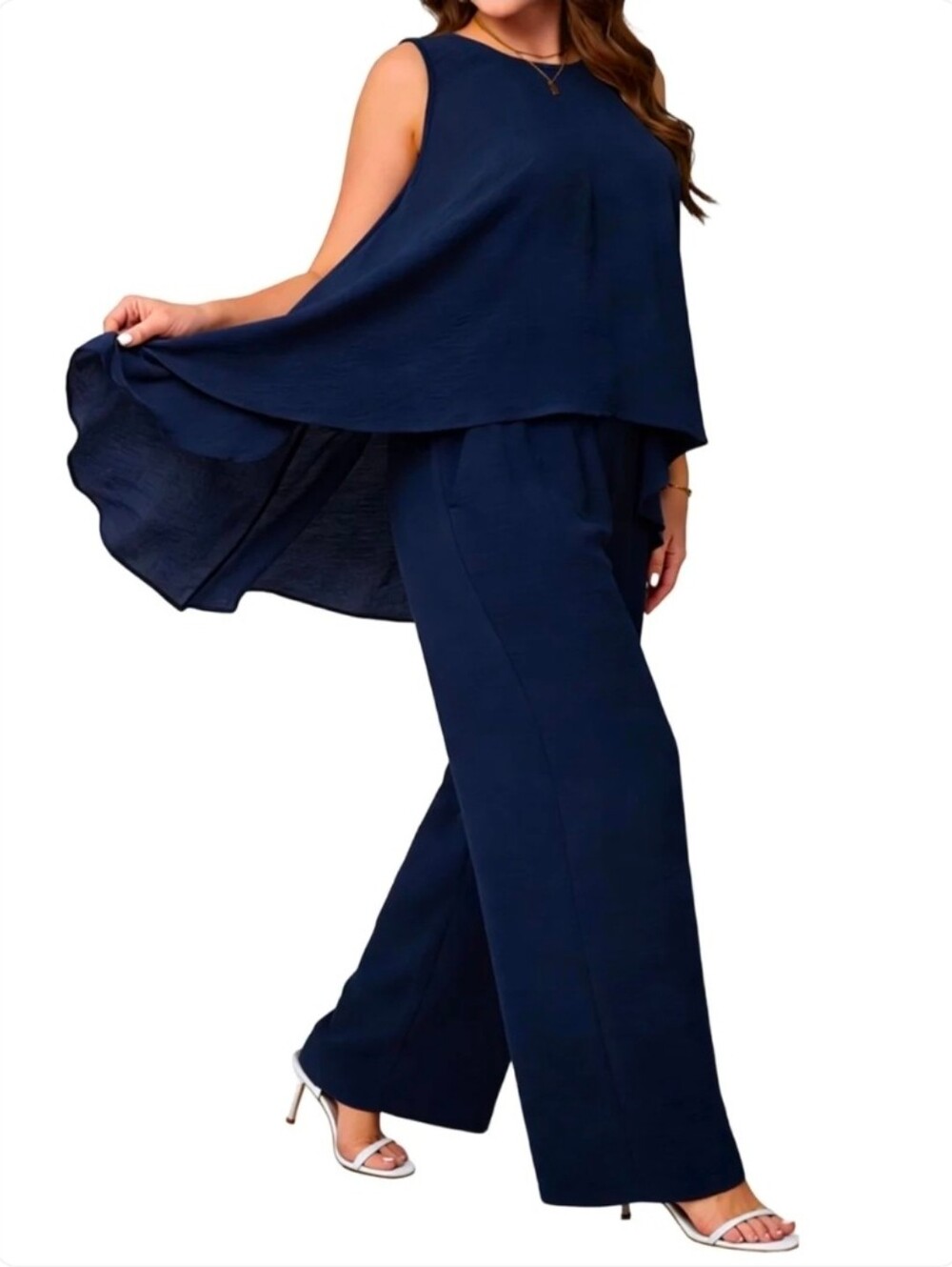 New Elegant Blue Wide-Leg 2 Piece Set - Sleek Evening Style